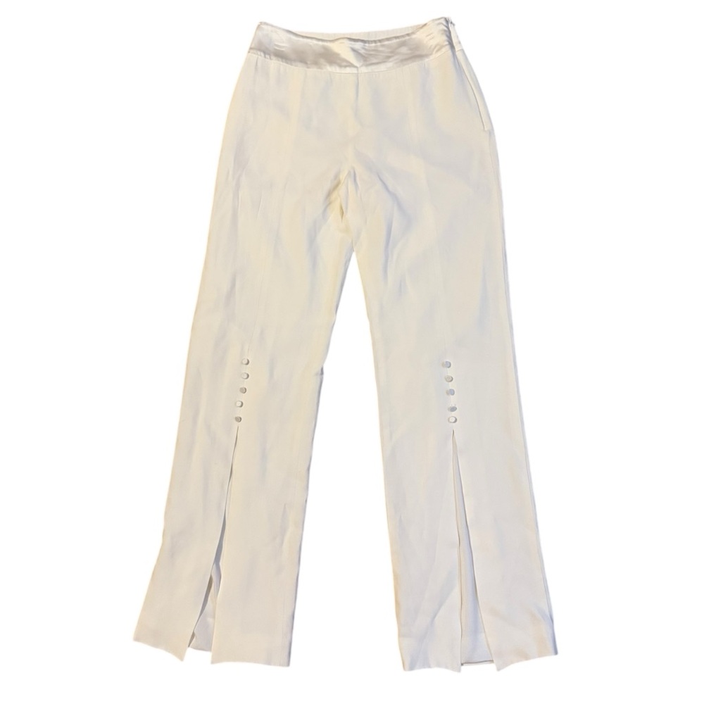 Jonathan Simkhai White Split-Hem Wide Leg Trousers